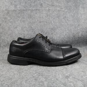 Clarks Shoes Men 9.5 Oxford Derby Cap Toe Black Leather Unstructured Lightweight